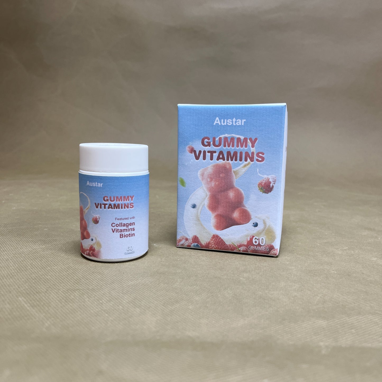 Austar Gummy vitamins , Strawberry Flavored Bone and Immune System Support, 60 Count