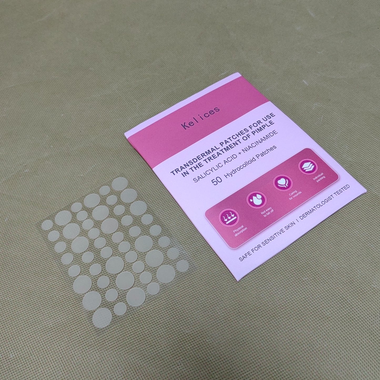 Kelices Transdermal patches, Hydrocolloid Acne Patches with Salicylic Acid for Face, Invisible Zit Patches, Blemish Protection, Clear Pimple Stickers