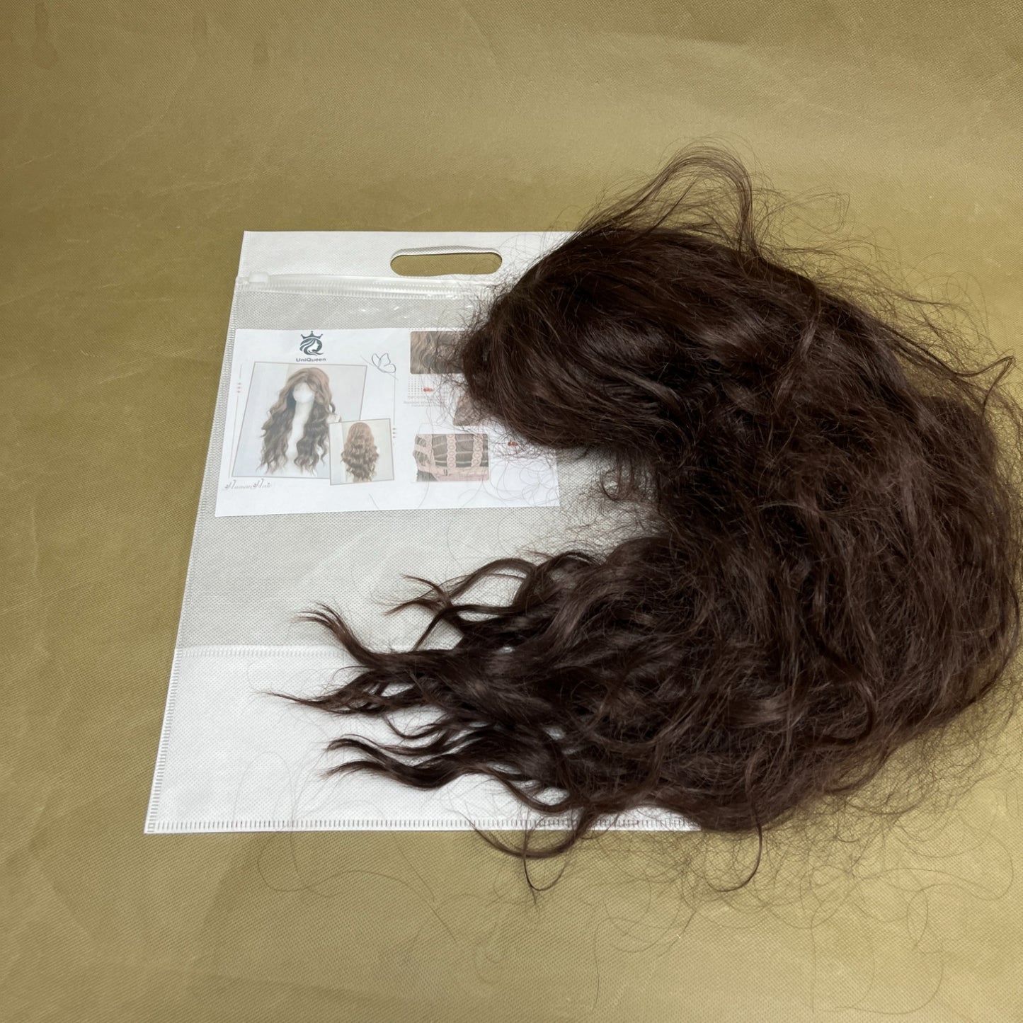 UniQueen Human hair,Long Wavy Lace Hairline Middle Part Wig for Daily Party