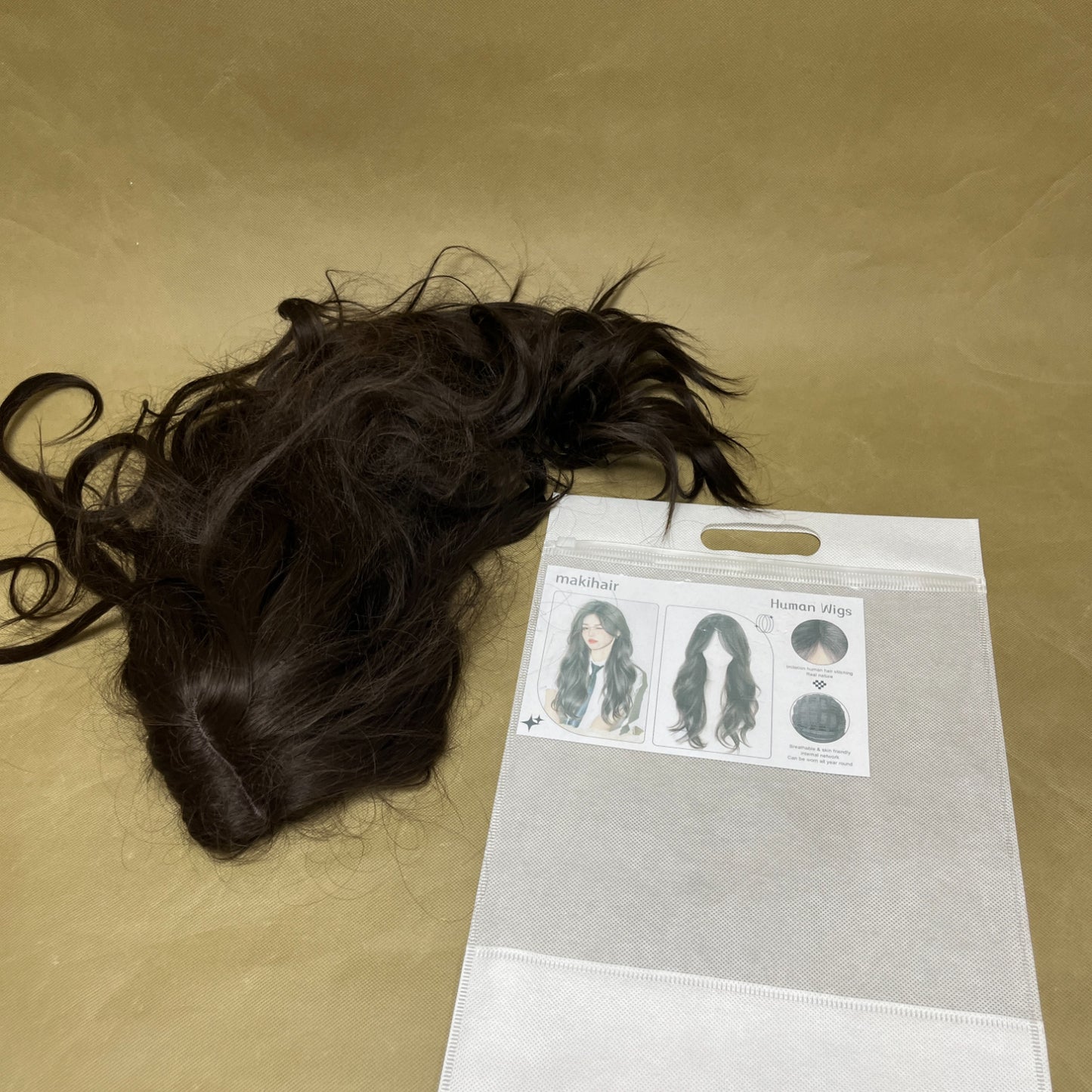 makihair Wigs,Long Wavy Lace Hairline Middle Part Synthetic Heat Resistant Wig for Daily Party