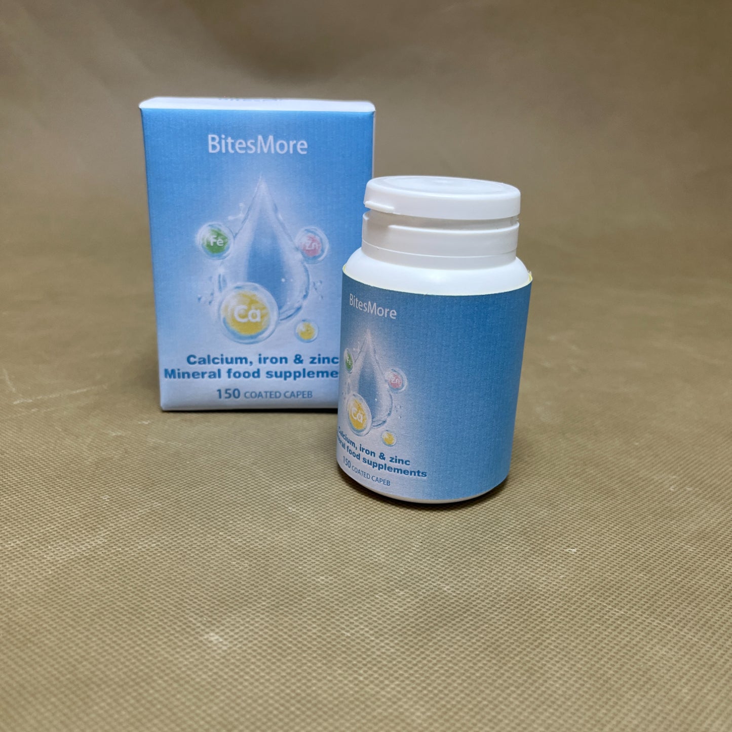 BitesMore Mineral food supplements, Calcium, Fermented Magnesium Glycinate, Zinc, Selenium, GTF Chromium, 150 Tablets