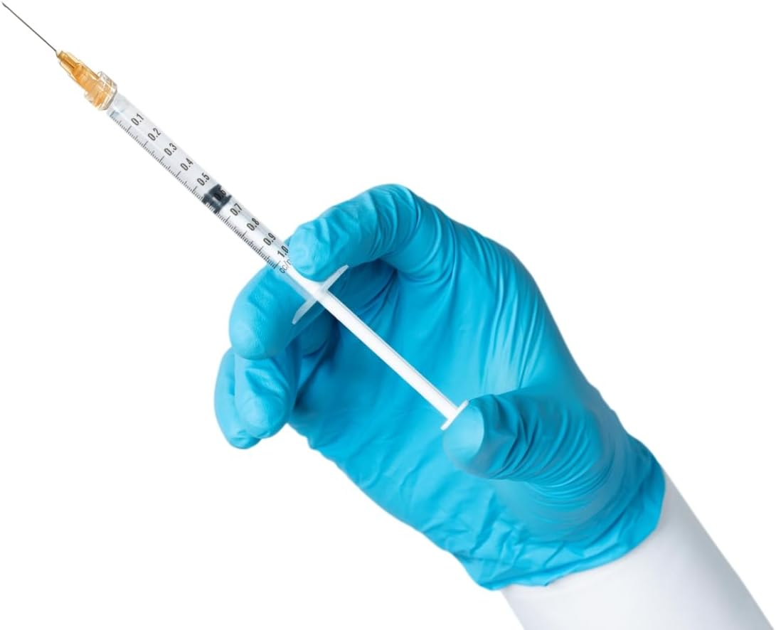 EassYring Luer Lock Syringe 1ml with 25Ga 1Inch Needle - Disposable Syringes with Sharp Needles (100 Pack)