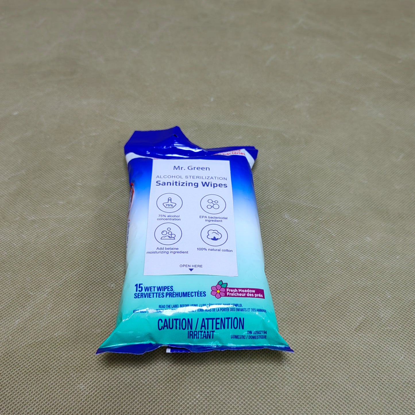 Mr. Green Sanitizing wipes,Hypoallergenic and Moisturizing Aloe, Kills 99% of Germs,for Kids and Adults