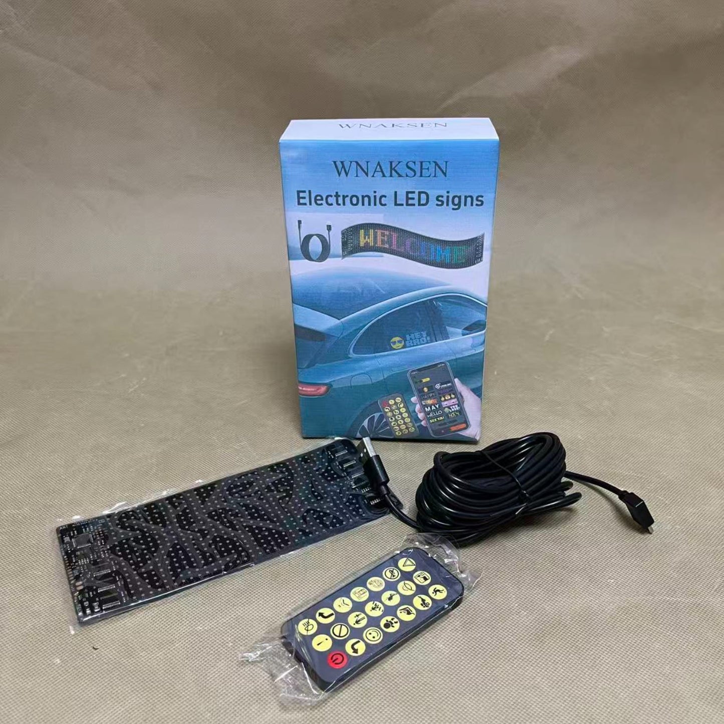 WNAKSEN Electronic LED signs ,Custom Text Pattern Animation Scrolling Display for Car, Store, Party