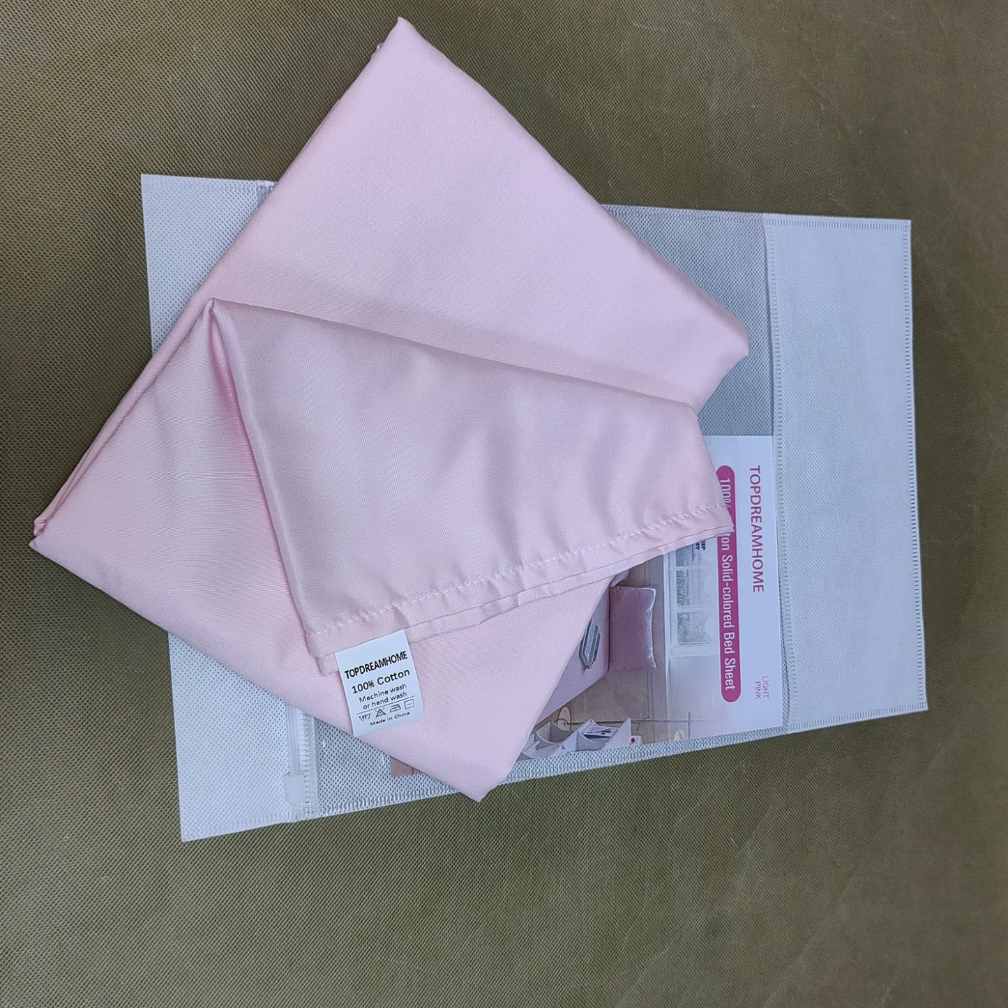 TOPDREAMHOME Bed sheets ,Natural 100% Cotton Sheets , Soft Sateen Weave, Breathable and Durable Bedding,Pink