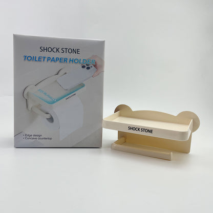 SHOCK STONE Toilet paper holders ,Adhesive Toilet Paper Holder with Shelf, Bathroom Toilet Paper Roll Stand