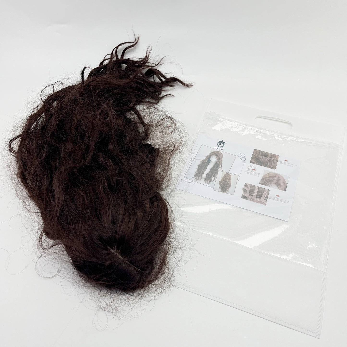 UniQueen   Human hair,Long Wavy Lace Hairline Middle Part Wig for Daily Party
