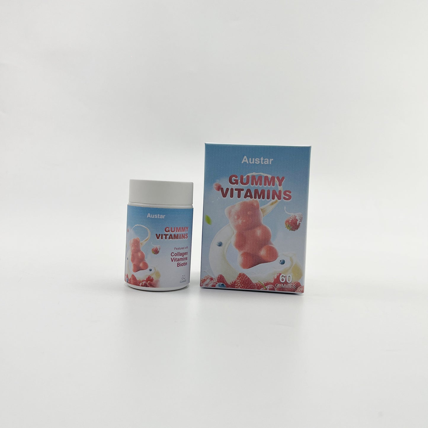 Austar   Gummy vitamins , Strawberry Flavored Bone and Immune System Support, 60 Count