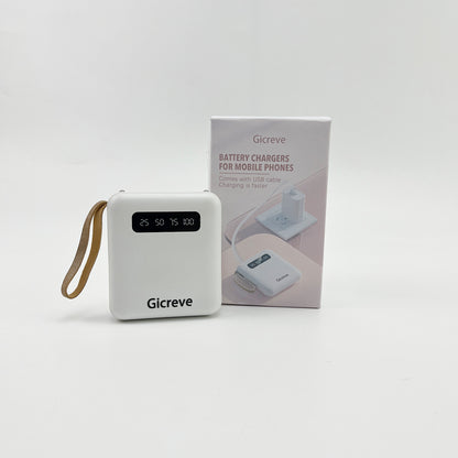 Gicreve  Battery chargers for mobile phones, USB-C Fast Charging Power Bank, Backup Charger