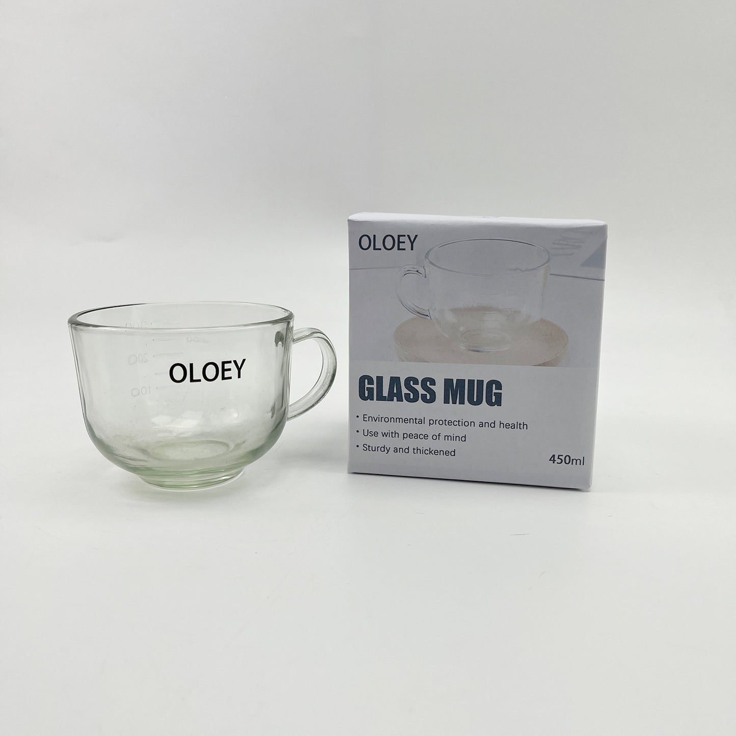 OLOEY  Glass mugs,Clear Coffee Cups,Heat Resistant and Explosion-Proof,Lightweight Tea Mugs , for Home,Cafe