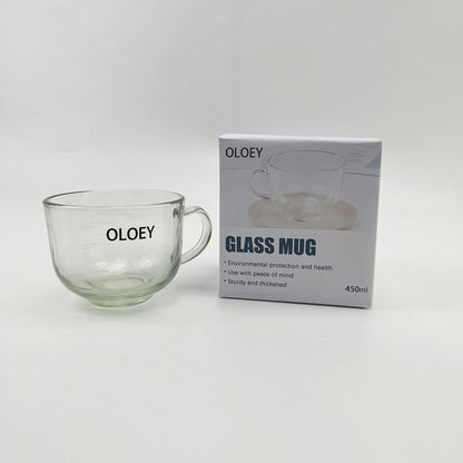 OLOEY  Glass mugs,Clear Coffee Cups,Heat Resistant and Explosion-Proof,Lightweight Tea Mugs , for Home,Cafe