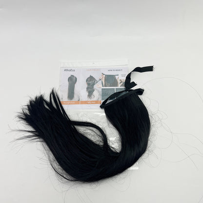 AfroEss  Hair pieces ,Short Hair Extensions, Human Hair Clip in Extensions for Women Adding Volume, Black