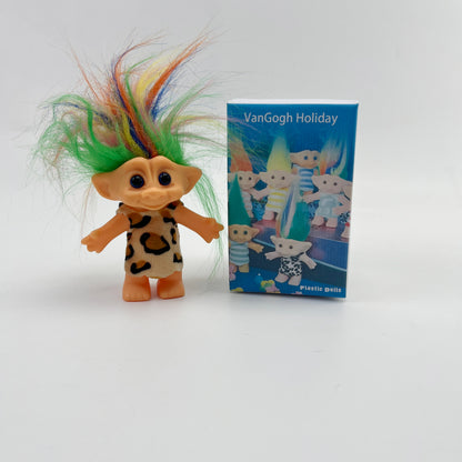 VanGogh Holiday  Plastic dolls ,Mini Troll Dolls, Troll Toys Vintage Lucky Trolls Dolls Action Figures , School Project, Arts Crafts, Party Favors