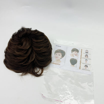 Afrikiss  Human hair,Hair Toppers for Women Real Human Hair for Thinning,Natural-Looking, No Glue, Breathable, Lightweight
