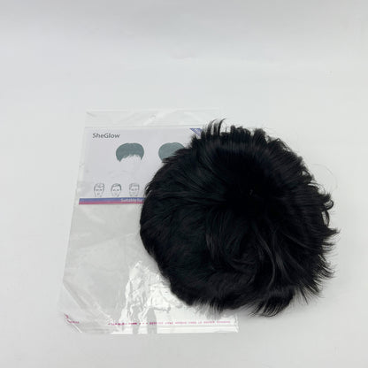 SheGlow   Human hair，Men's Short Black Wig , Human Hair Wigs for Layered Straight Natural Hair, Daily Wear