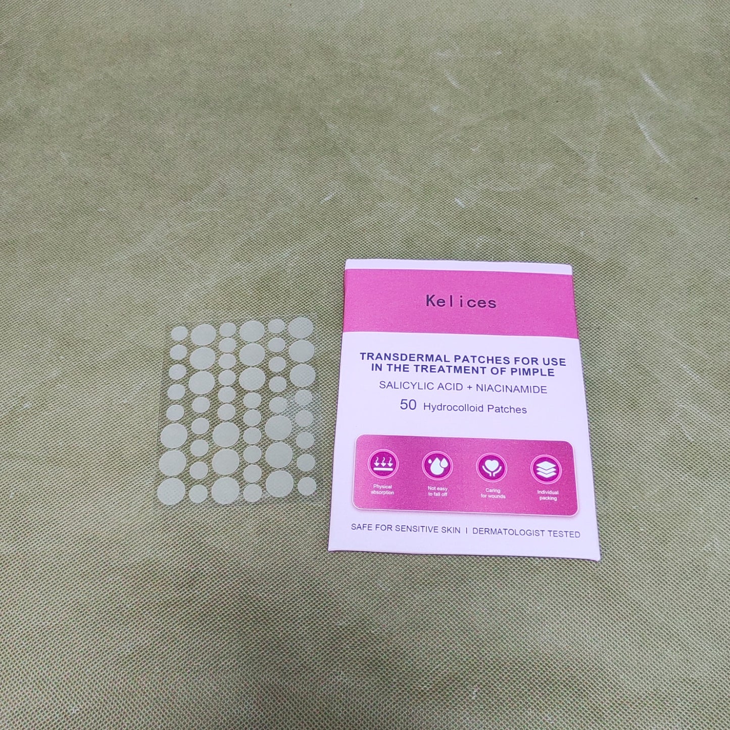 Kelices Transdermal patches, Hydrocolloid Acne Patches with Salicylic Acid for Face, Invisible Zit Patches, Blemish Protection, Clear Pimple Stickers