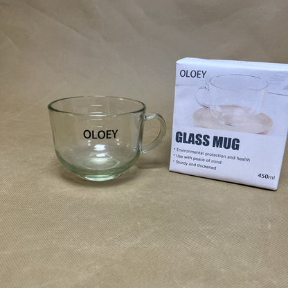 OLOEY  Glass mugs,Clear Coffee Cups,Heat Resistant and Explosion-Proof,Lightweight Tea Mugs , for Home,Cafe