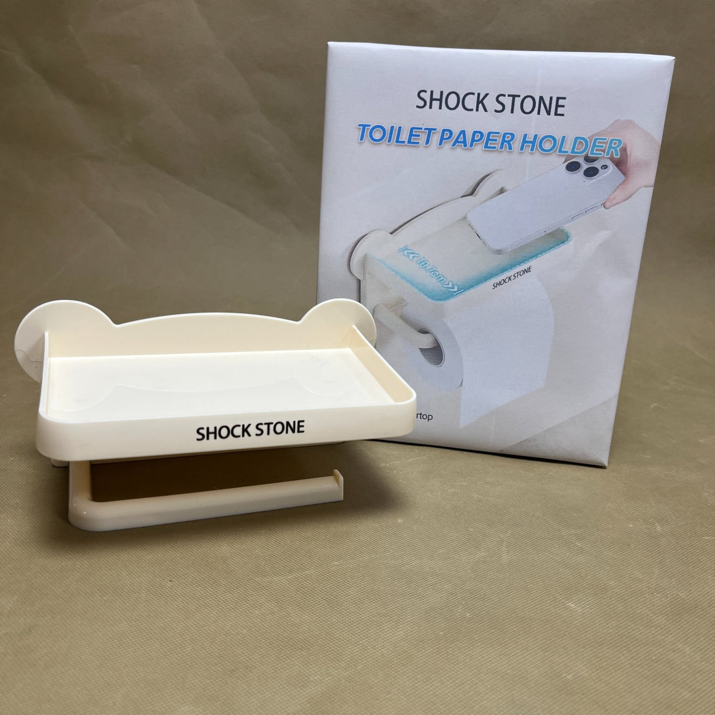 SHOCK STONE Toilet paper holders ,Adhesive Toilet Paper Holder with Shelf, Bathroom Toilet Paper Roll Stand