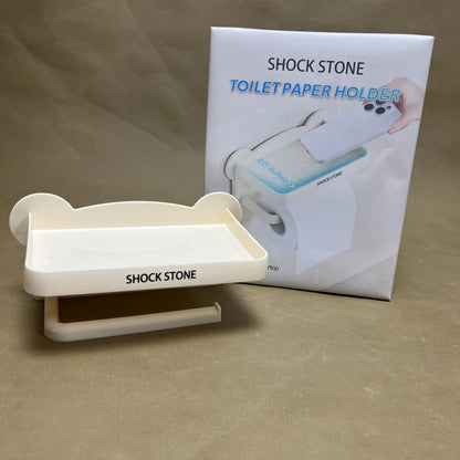 SHOCK STONE Toilet paper holders ,Adhesive Toilet Paper Holder with Shelf, Bathroom Toilet Paper Roll Stand