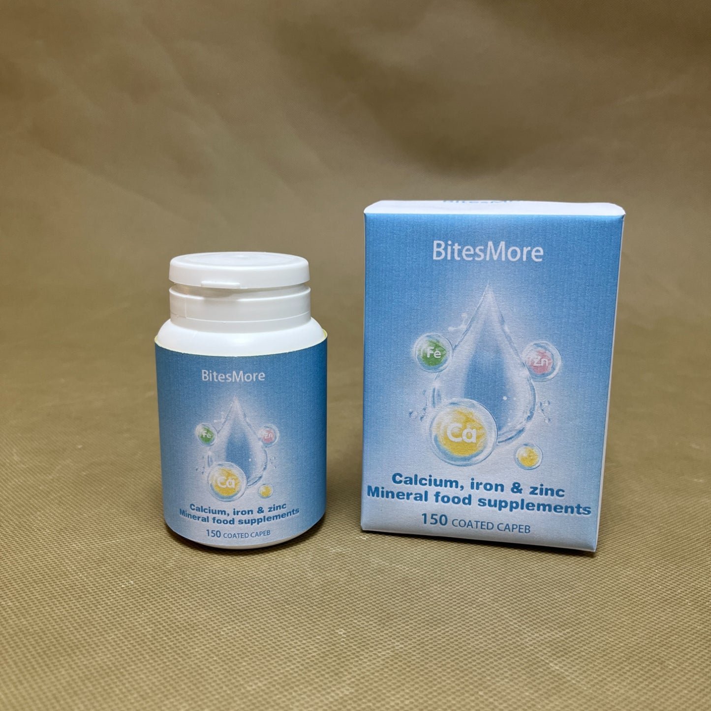 BitesMore  Mineral food supplements, Calcium, Fermented Magnesium Glycinate, Zinc, Selenium, GTF Chromium,   150 Tablets