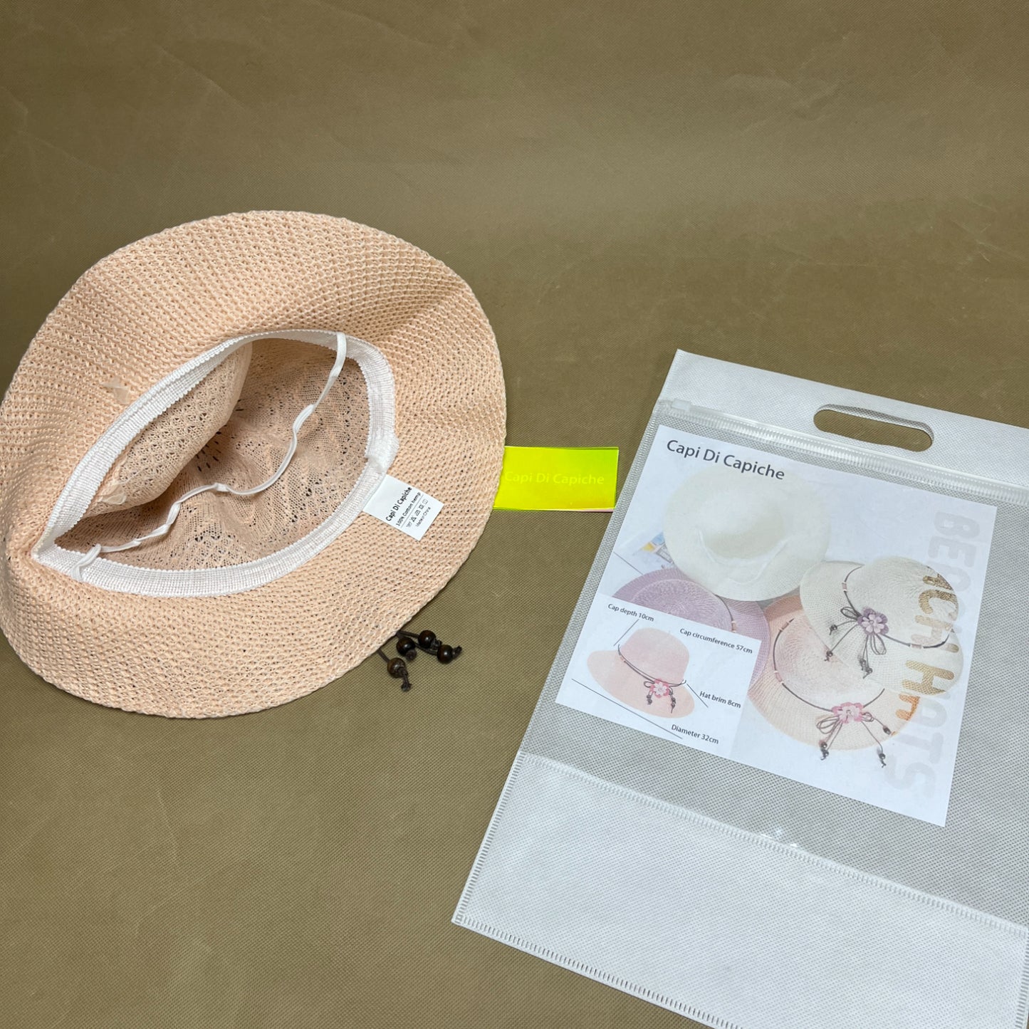 Capi Di Capiche  Beach hats ,Beach Sun Hats for Women, Wind Lanyard , Foldable Beach Hat UV Protection