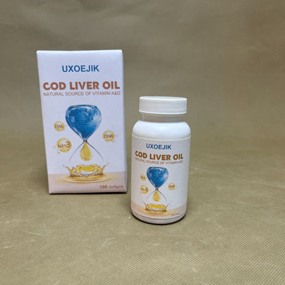 UXOEJIK   Cod liver oil, Super 1000 mg + Vitamins A & D3,  Sustainably Sourced, 100 Softgels