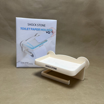 SHOCK STONE Toilet paper holders ,Adhesive Toilet Paper Holder with Shelf, Bathroom Toilet Paper Roll Stand