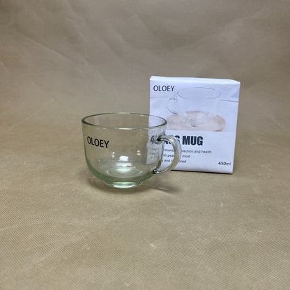 OLOEY  Glass mugs,Clear Coffee Cups,Heat Resistant and Explosion-Proof,Lightweight Tea Mugs , for Home,Cafe
