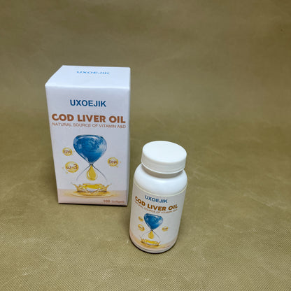 UXOEJIK   Cod liver oil, Super 1000 mg + Vitamins A & D3,  Sustainably Sourced, 100 Softgels