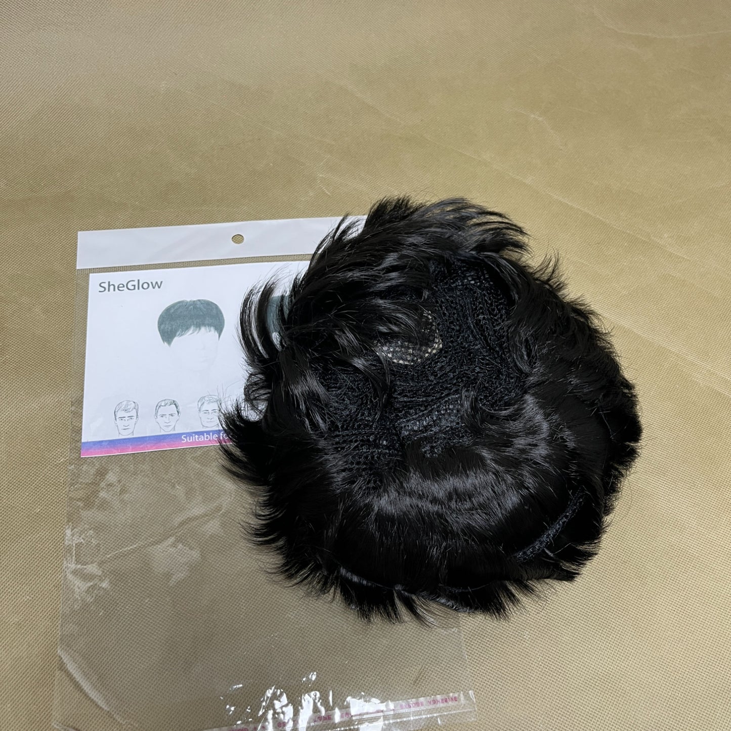 SheGlow   Human hair，Men's Short Black Wig , Human Hair Wigs for Layered Straight Natural Hair, Daily Wear