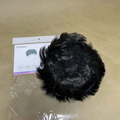SheGlow   Human hair，Men's Short Black Wig , Human Hair Wigs for Layered Straight Natural Hair, Daily Wear