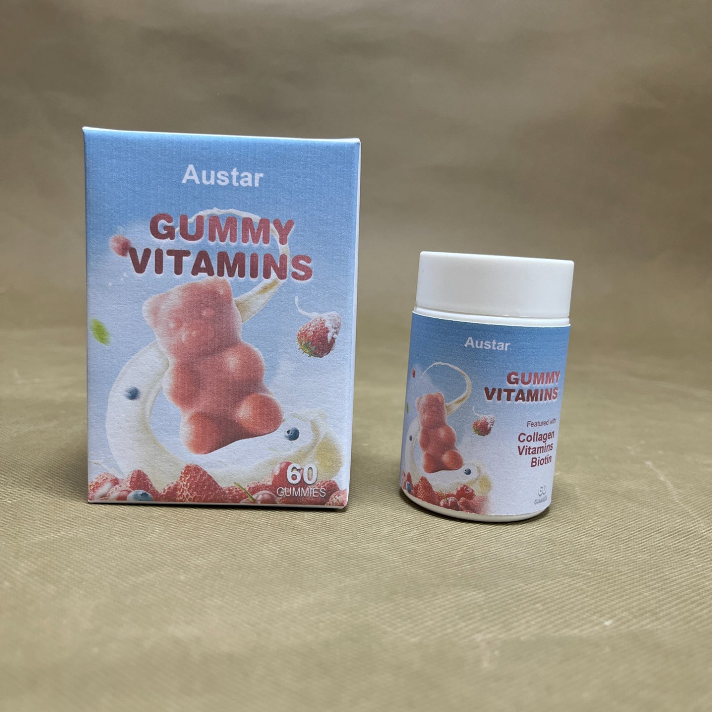 Austar   Gummy vitamins , Strawberry Flavored Bone and Immune System Support, 60 Count