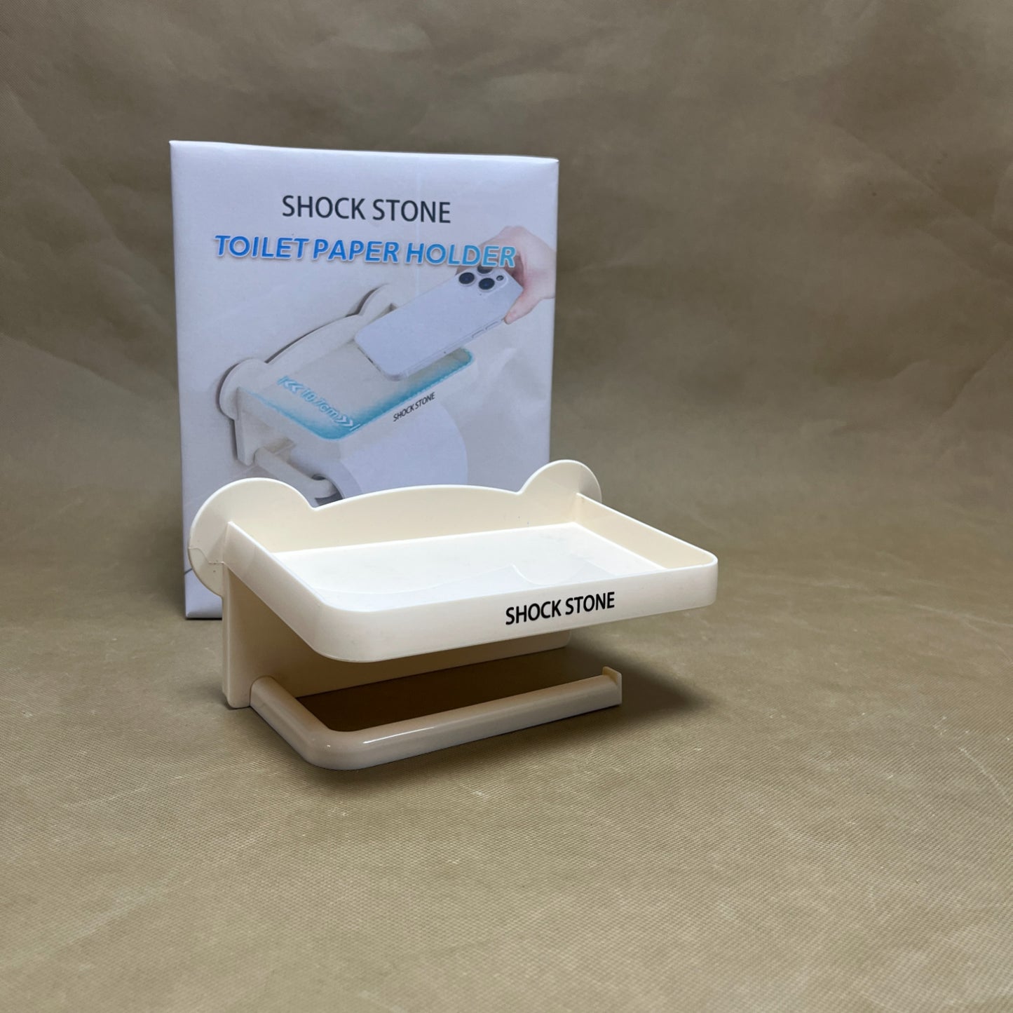 SHOCK STONE Toilet paper holders ,Adhesive Toilet Paper Holder with Shelf, Bathroom Toilet Paper Roll Stand