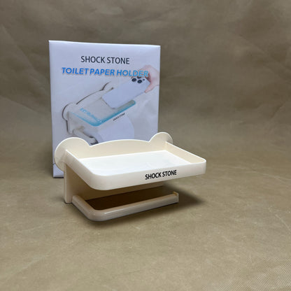 SHOCK STONE Toilet paper holders ,Adhesive Toilet Paper Holder with Shelf, Bathroom Toilet Paper Roll Stand