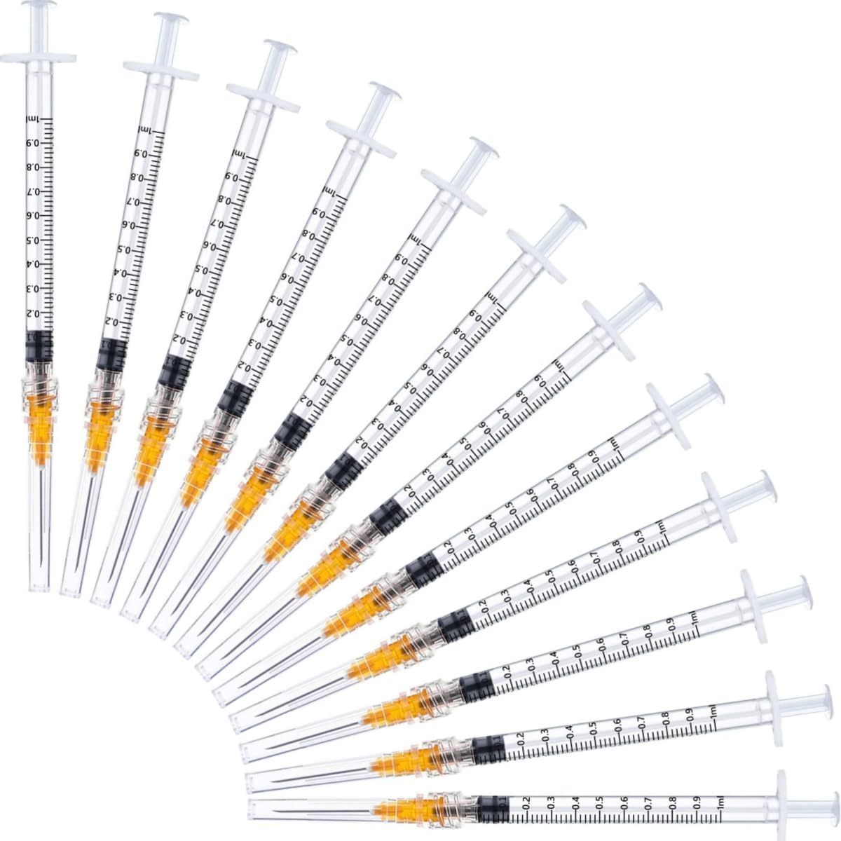 EassYring Luer Lock Syringe 1ml with 25Ga 1Inch Needle - Disposable Syringes with Sharp Needles (100 Pack)