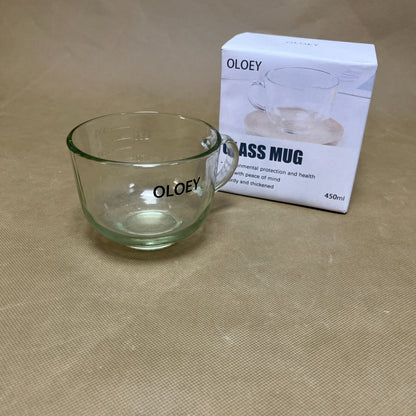 OLOEY  Glass mugs,Clear Coffee Cups,Heat Resistant and Explosion-Proof,Lightweight Tea Mugs , for Home,Cafe