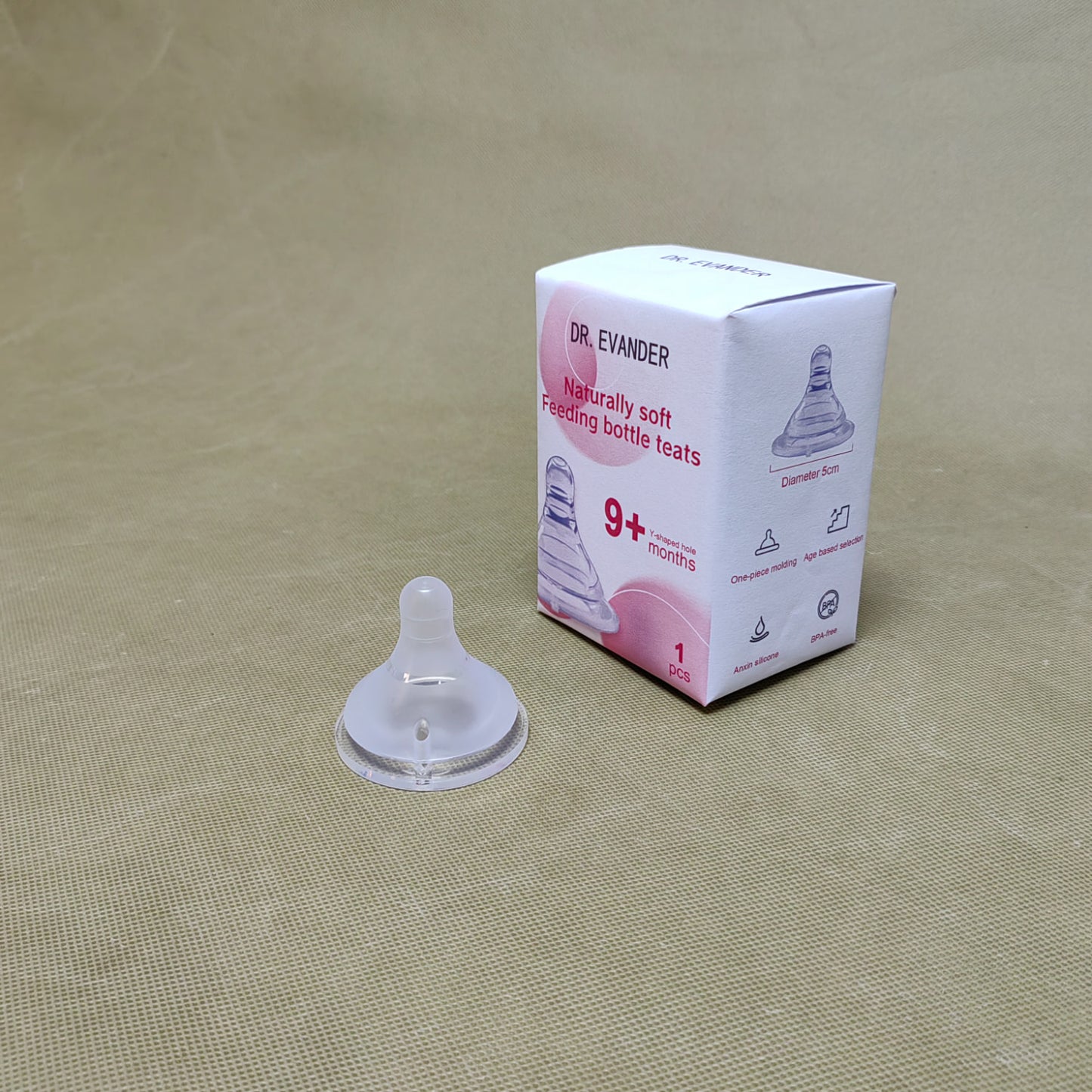 DR.EVANDER Feeding bottle teats,Baby Bottle Nipples for Wide Neck Bottles, 100% Natural Feel Silicone Nipples