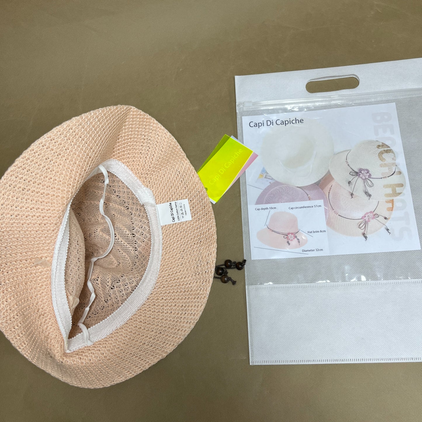 Capi Di Capiche  Beach hats ,Beach Sun Hats for Women, Wind Lanyard , Foldable Beach Hat UV Protection