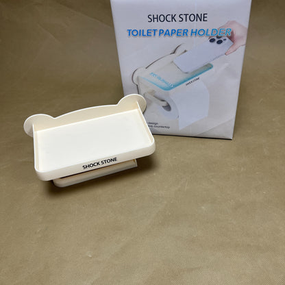 SHOCK STONE Toilet paper holders ,Adhesive Toilet Paper Holder with Shelf, Bathroom Toilet Paper Roll Stand