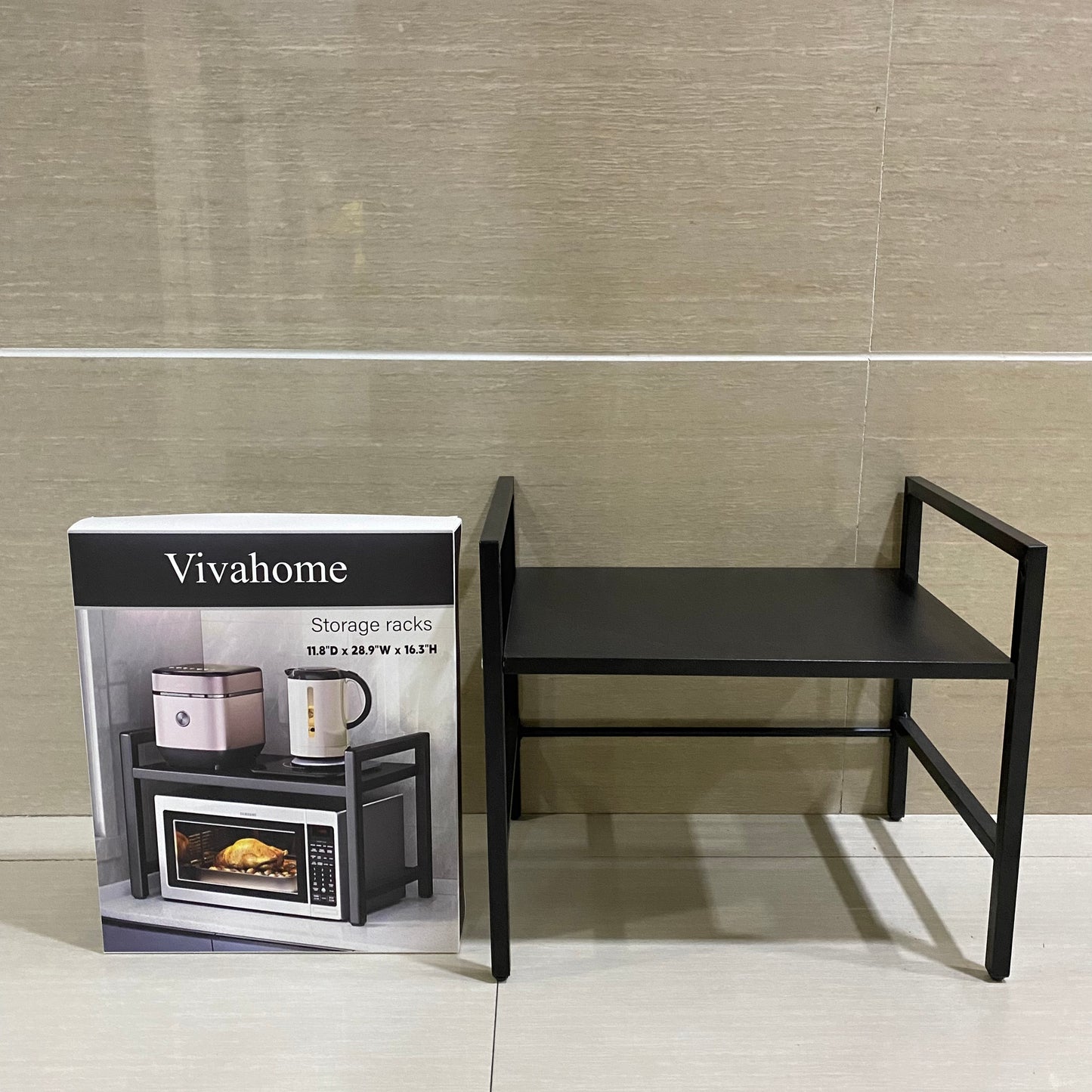 Vivahome Storage racks,Black Storage Shelf for Countertop,for Kitchen Living Room Den Balcony Dining Room