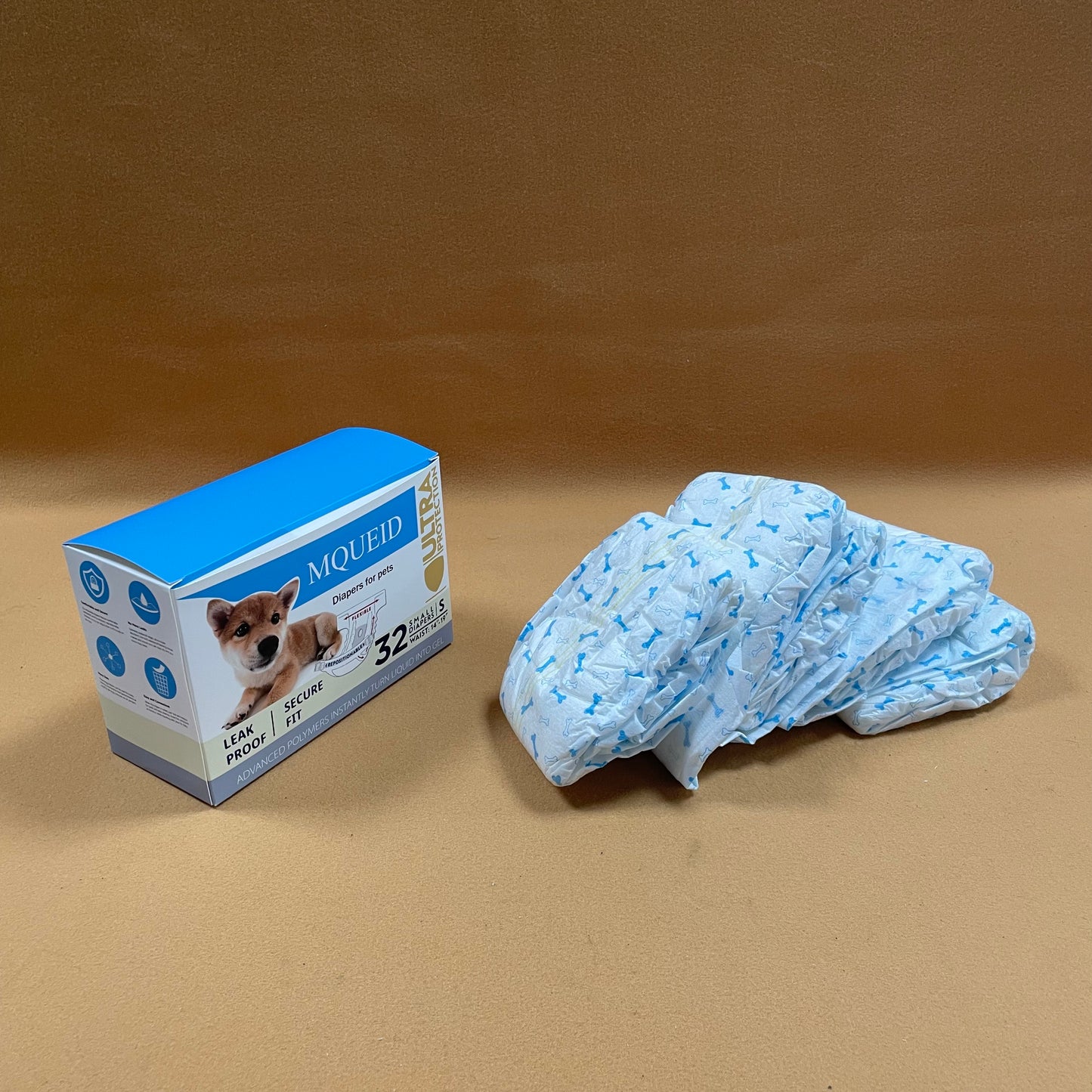 MQUEID All-Absorb Disposable  Dog Diapers Small Size, Improved , Super Absorbent, Breathable, Wetness Indicator