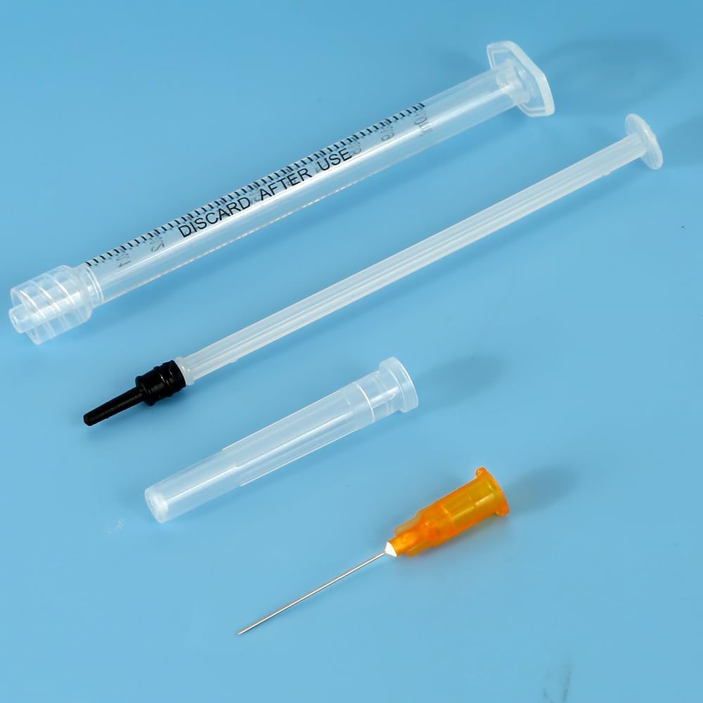 EassYring Luer Lock Syringe 1ml with 25Ga 1Inch Needle - Disposable Syringes with Sharp Needles (100 Pack)