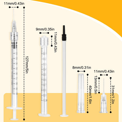 ISOPEN 16 Pack 1ml Industrial Syringes with 27Ga 1/2 Inch Needle