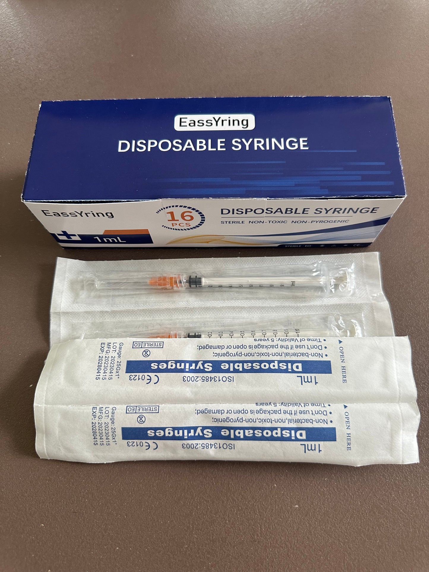 EassYring Luer Lock Syringe 1ml with 25Ga 1Inch Needle - Disposable Syringes with Sharp Needles (100 Pack)