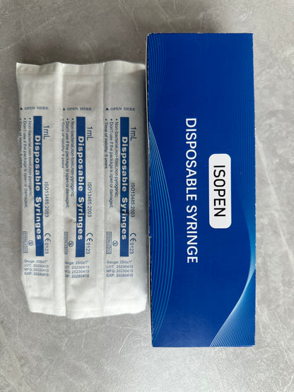 ISOPEN 16 Pack 1ml Industrial Syringes with 27Ga 1/2 Inch Needle