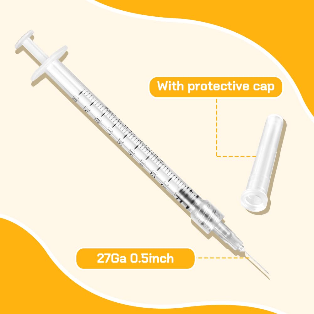ISOPEN 16 Pack 1ml Industrial Syringes with 27Ga 1/2 Inch Needle