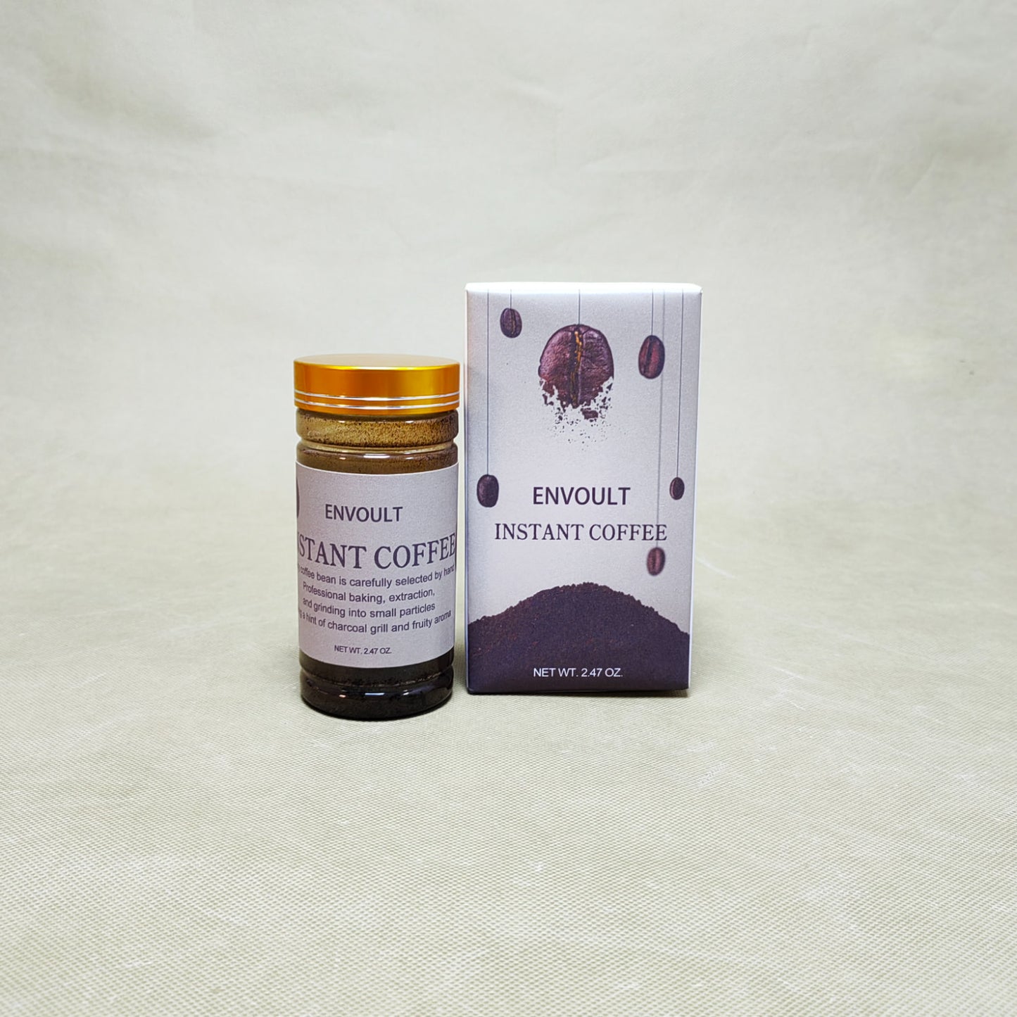 ENVOULT Instant Coffee, Hand-Selected Beans, Charcoal Grill and Fruity Aroma, 2.47 oz