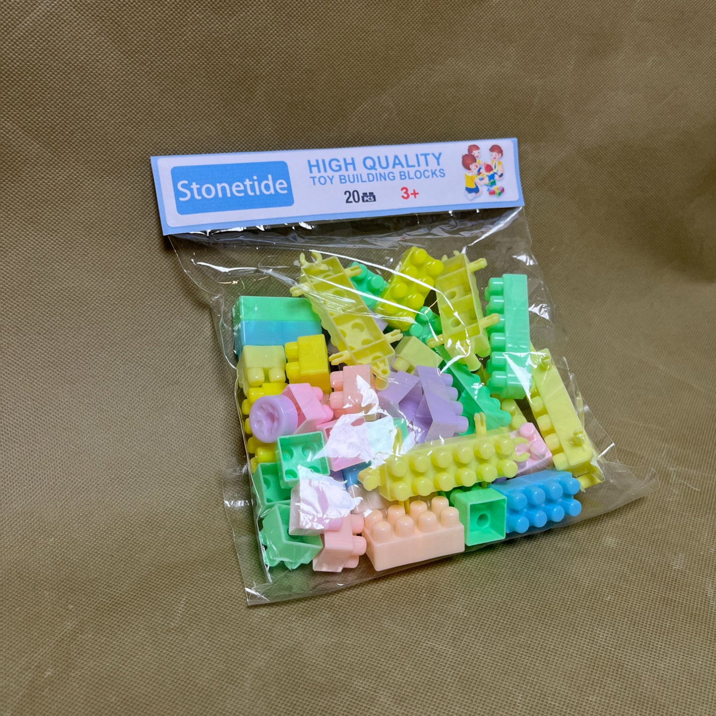 Stonetide  Toy building blocks,Deluxe Building Bag with 150 Pieces and Storage, Creative Open-Ended Play, Blue, Ages 1+ Years