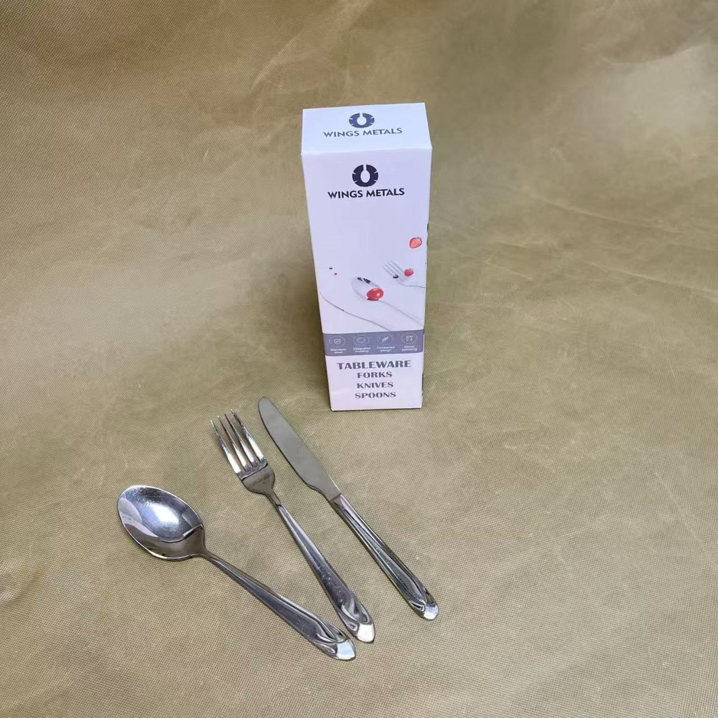 WINGS METALS   Tableware,3-Piece Silverware Set Stainless Steel Flatware Set Service , Knives Forks Spoons Cutlery Utensil for Home Kitchen