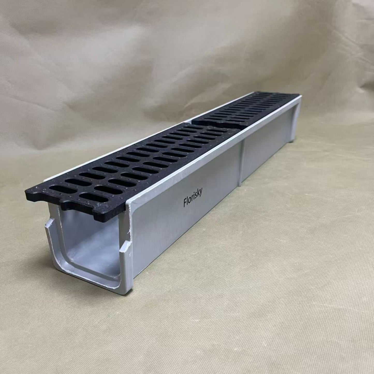 Florisky  drain bases and grates,Drainage Trench Set Channel Drain With Grate ,Gray Plastic Plastic
